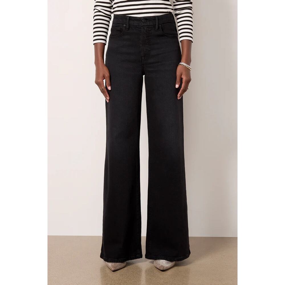 GOOD AMERICAN GOOD WAIST PALAZZO BLACK JEANS SZ 16